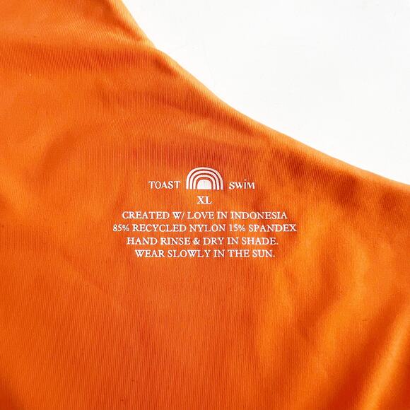 NWT Free People x Toast Swim Neon Orange One Shoulder Bikini Top Swimwear Sz XL - Picture 5 of 5